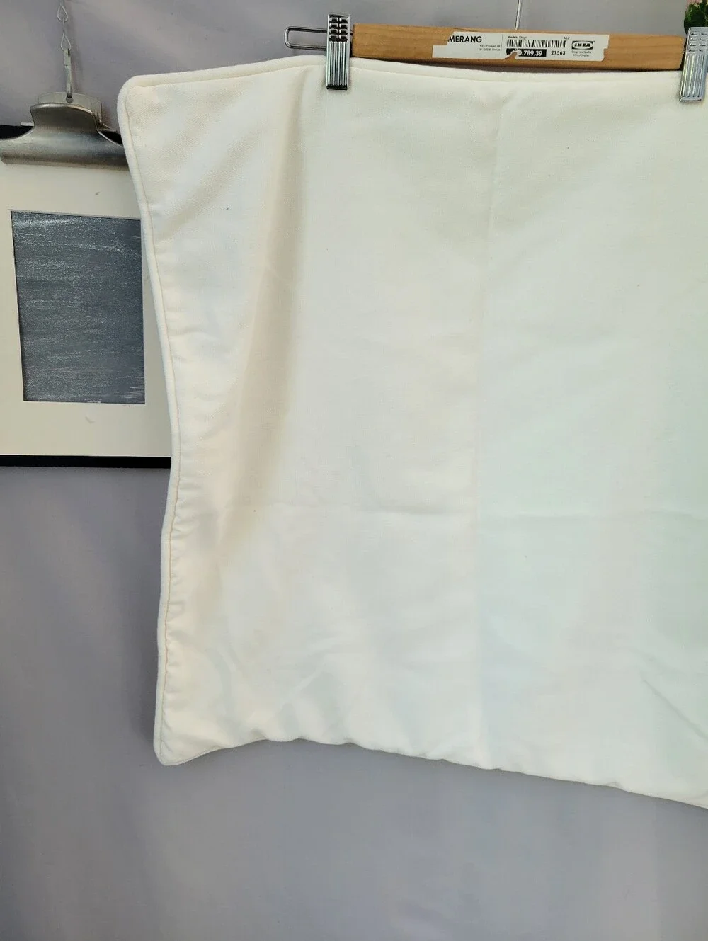 Pottery Barn Solid Canvas Piped Throw Pillow Cover Cream 22 x 22